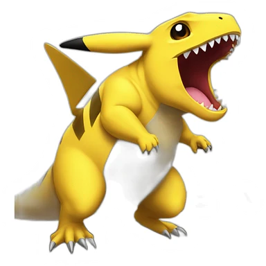 Pikachu sur le dos d'un T-Rex sticker