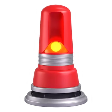 3D render of a red emergency siren light with a bright glow on top of a silver base, in Pixar-style, soft shadows, isolated on white background, professional but playful look

 sticker