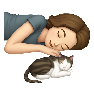 white Girl and cat sleeping sticker