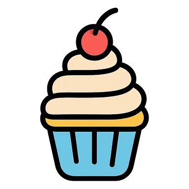 vanilla cupcake with a cherry on top sticker