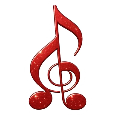 red glitter music note sticker