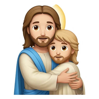 Jesus holding out a hug sticker
