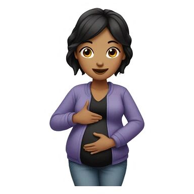 Pregnant women with black hair doing a peace sign  sticker