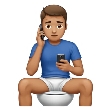 Man on toilet playing on phone sticker