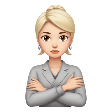arms crossed holding neck woman serious face sticker