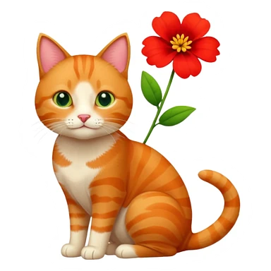 Cat and flower sticker
