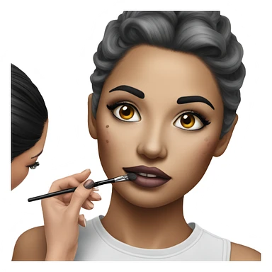 Hyper Realistic Beautiful lightly tattooed woman having make-up applied  sticker