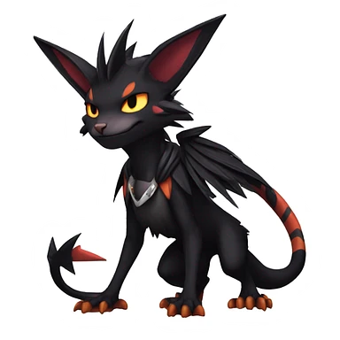 Cool Anthro Black Noivern-Quiana-Litten-Pokémon with edgy stripes hoodie spiked collar punk Full Body sticker