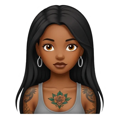 Tattooed princesses black girl with long hair  sticker