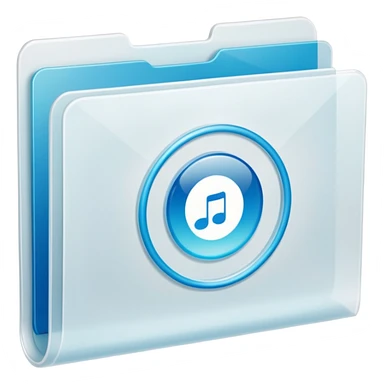 A **simple emoji-style icon** of a **transparent white plastic folder**, minimal and clean, with **rounded corners**, subtle translucency, soft shading, and a **small Concert arena symbol** on the front.
 sticker