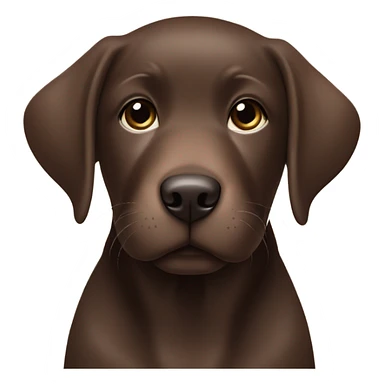 Chocolate labrador cute puppy with small white patch of fur on chest and teal collar sticker