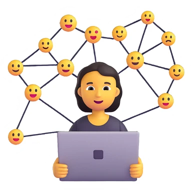 professional I.T. solution architect emoji holding a laptop and network diagram, modern style sticker