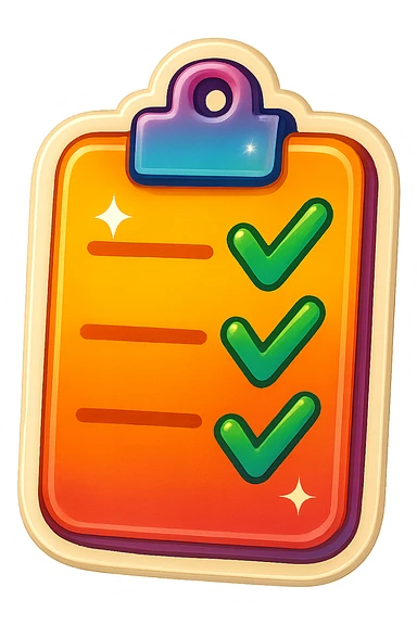 cute and vibrant sticker of a clipboard with checkmarks sticker