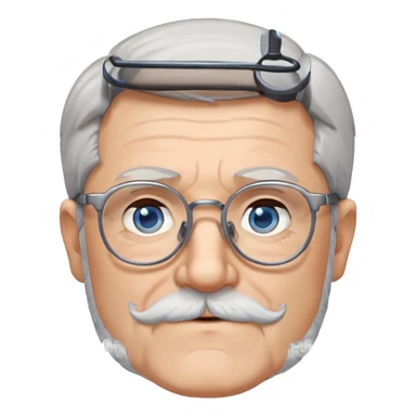 Create me an emoji of an old man. Gray short size hair. Gray beard. Glasses. Blue eyes sticker