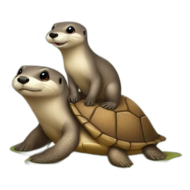 LOUTRE SUR UNE TORTUE sticker