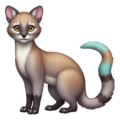 Colorful dark tropical soft smooth silky pastel white glorious iridescent divine exotic cute cool beautiful beautiful fantasy-caracal-civet-genet-sergal-vernid-Cacomistle-Trico-oncilla-animal-Fakémon-hybrid-fursona (full body) sticker
