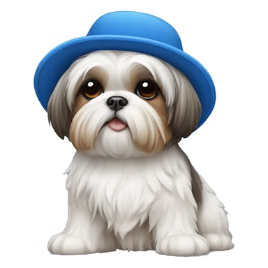 Shih tzu wearing a blue hat sticker