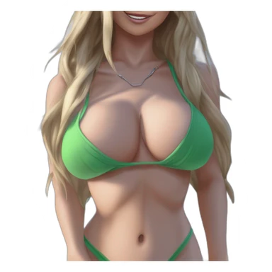 blonde beauty in green bikini sticker