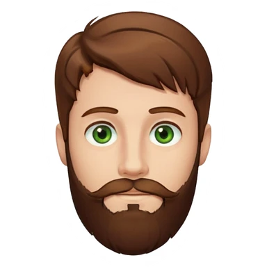 a boy with brown hair, green eyes, perfect beard sticker