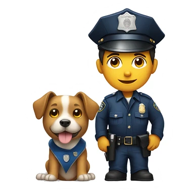 Little boy with police hat and dog sticker