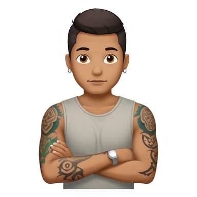 hombre con tatuaj en los brazos con ropa sin piercings sticker