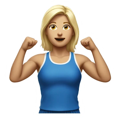 blonde woman in sport top raising her hand sticker