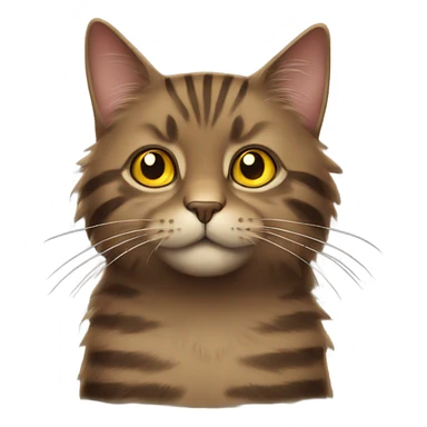 Fluffy brown cat with stripes and yellow eyes  sticker