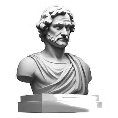 philosopher statue, portrait, minimal, logo, monochrome sticker