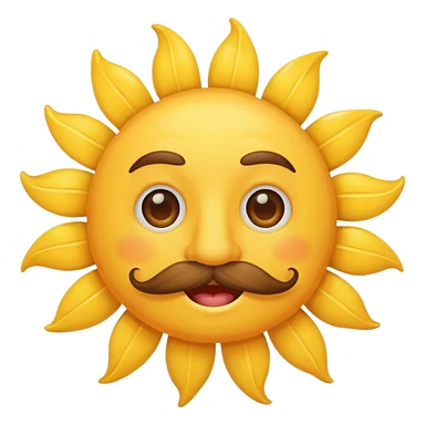sun with mustache with no smile no brows sticker