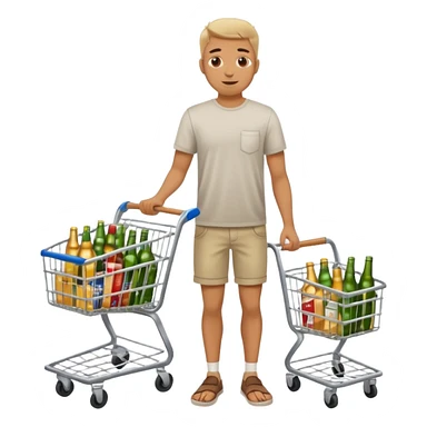 man with a shopping cart full of beers and wines full body sticker