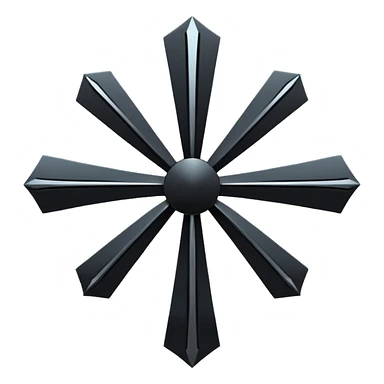 Emoji, dark futuristic cross, symmetrical geometric shape, black metal, gothic cyber aesthetic, minimal flat design, sharp edges, centered, transparent background do not use any other colors but metal and black sticker