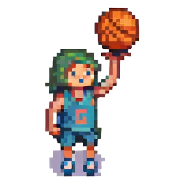 person playing basketball, pixel art style sticker