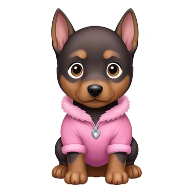 Doberman puppy wearing a pink outfit  sticker