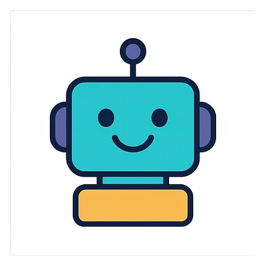friendly AI chatbot emoji, simple face, digital vibe, text style, minimal lines sticker