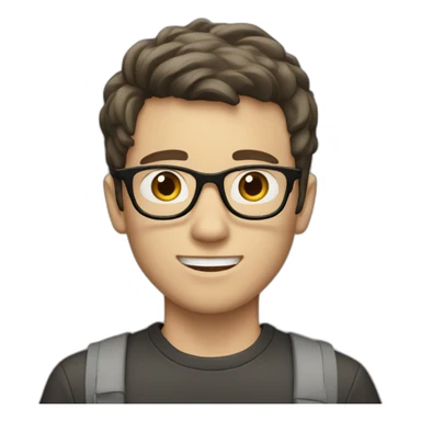 white boy with dark brown hair with gray glasses sticker