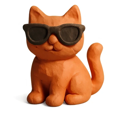 claymation style cat with sunglasses sticker