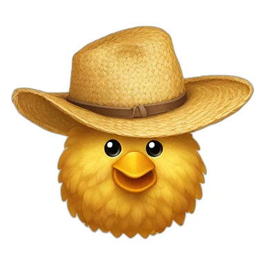 Un fermier avec un chapeau de paille qui porte un panier contenant un poulet sticker