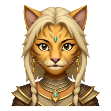 ESO female khajiit warrior with lashes and earrings sticker