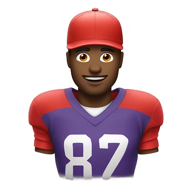 Guy wearing a painters hat in a red football jersey that’s too tight sticker