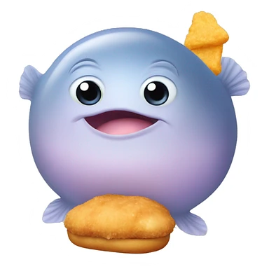 Blob fish holding a chicken nugget sticker