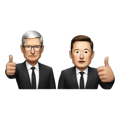Tim Cook and Elon musk giving both thumbs down sticker