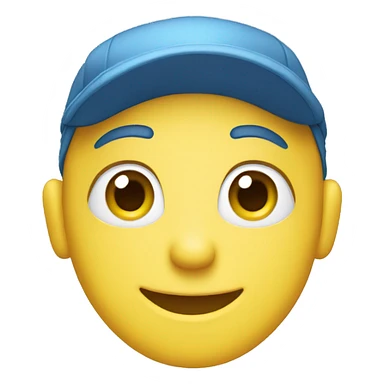 happy face blue hair and blue hat blue eyes yellow face sticker