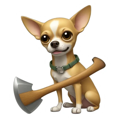 chihuahua with an axe sticker