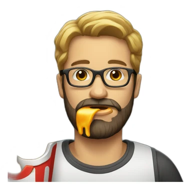 bearded man with glassed eating french fries sticker