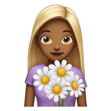 Shy girl with flowers sticker