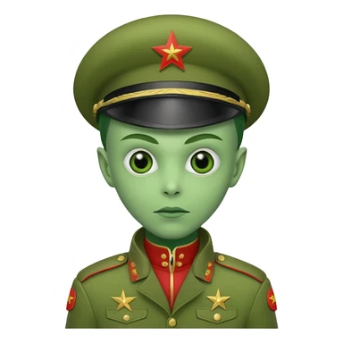 alien, wearing cccp soldier custome, half body sticker