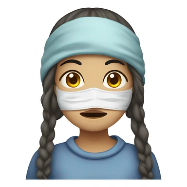 A sick girl have mask  sticker