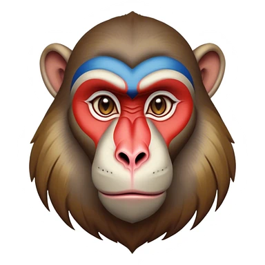 Cinematic Noble Mandrill baboon Portrait Emoji, Poised and regal, with a striking, powerful build and a vivid, deep-set soulful eyes, Simplified yet sharp and sophisticated features, highly detailed, glowing with a vibrant, dignified glow, high shine, intelligent and commanding, stylized with an air of exotic majesty, focused and attentive, soft glowing outline, capturing the essence of a watchful and confident primate, so majestic it feels as though it could step out of the screen with effortless authority! sticker