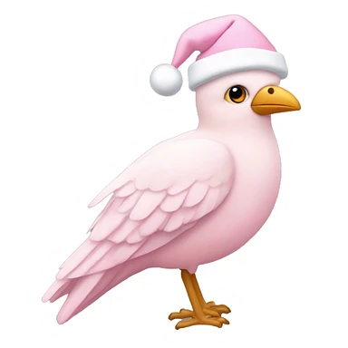 light pink beautiful magestic bird wearing light pink and white christmas hat  sticker