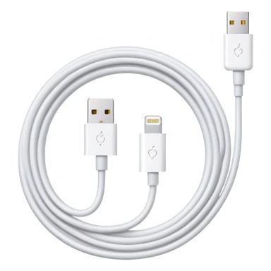 white Apple Lightning charging cable, coiled sticker
